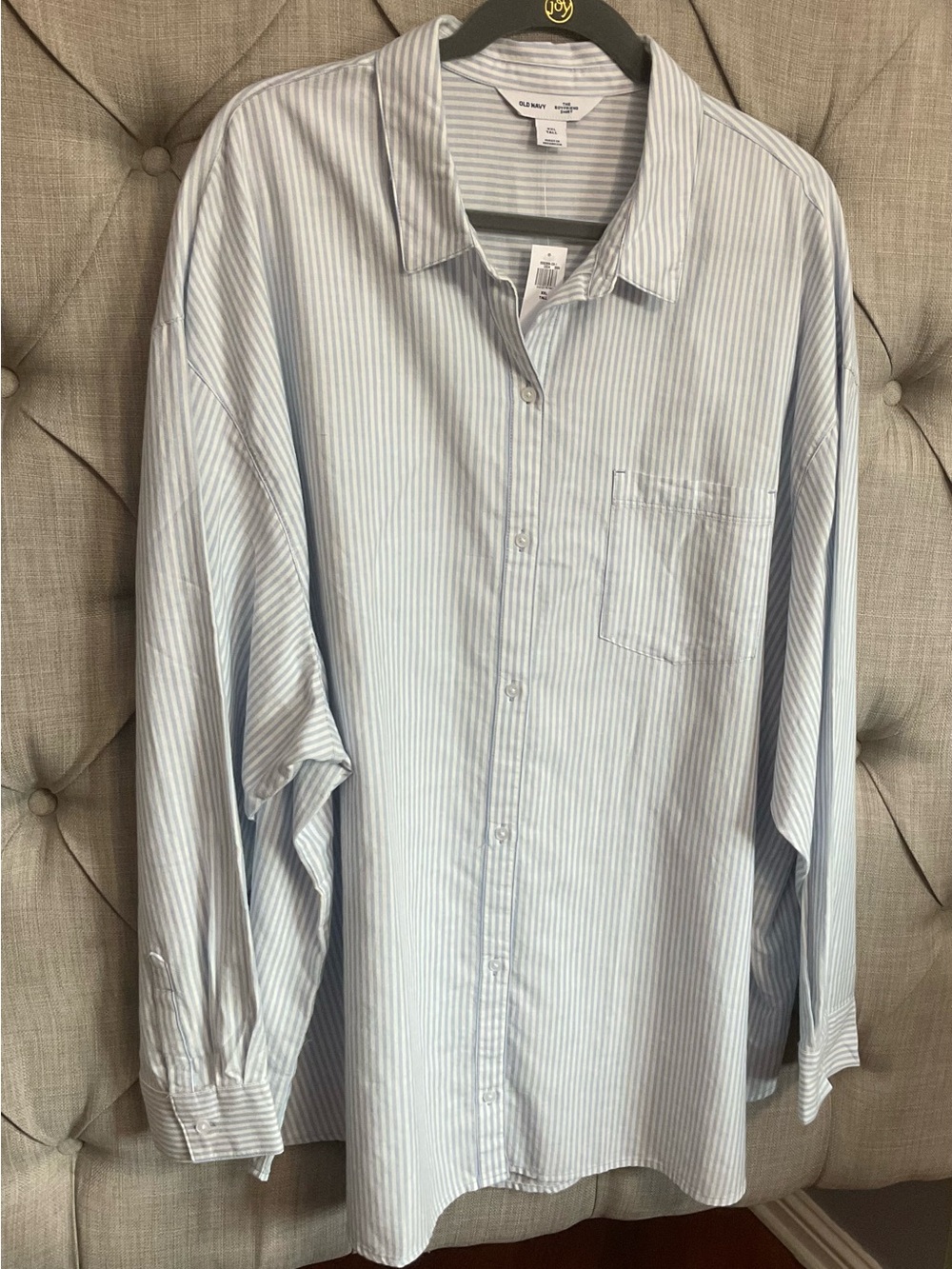 Old Navy Pale Blue and White Striped Button-Down Shirt